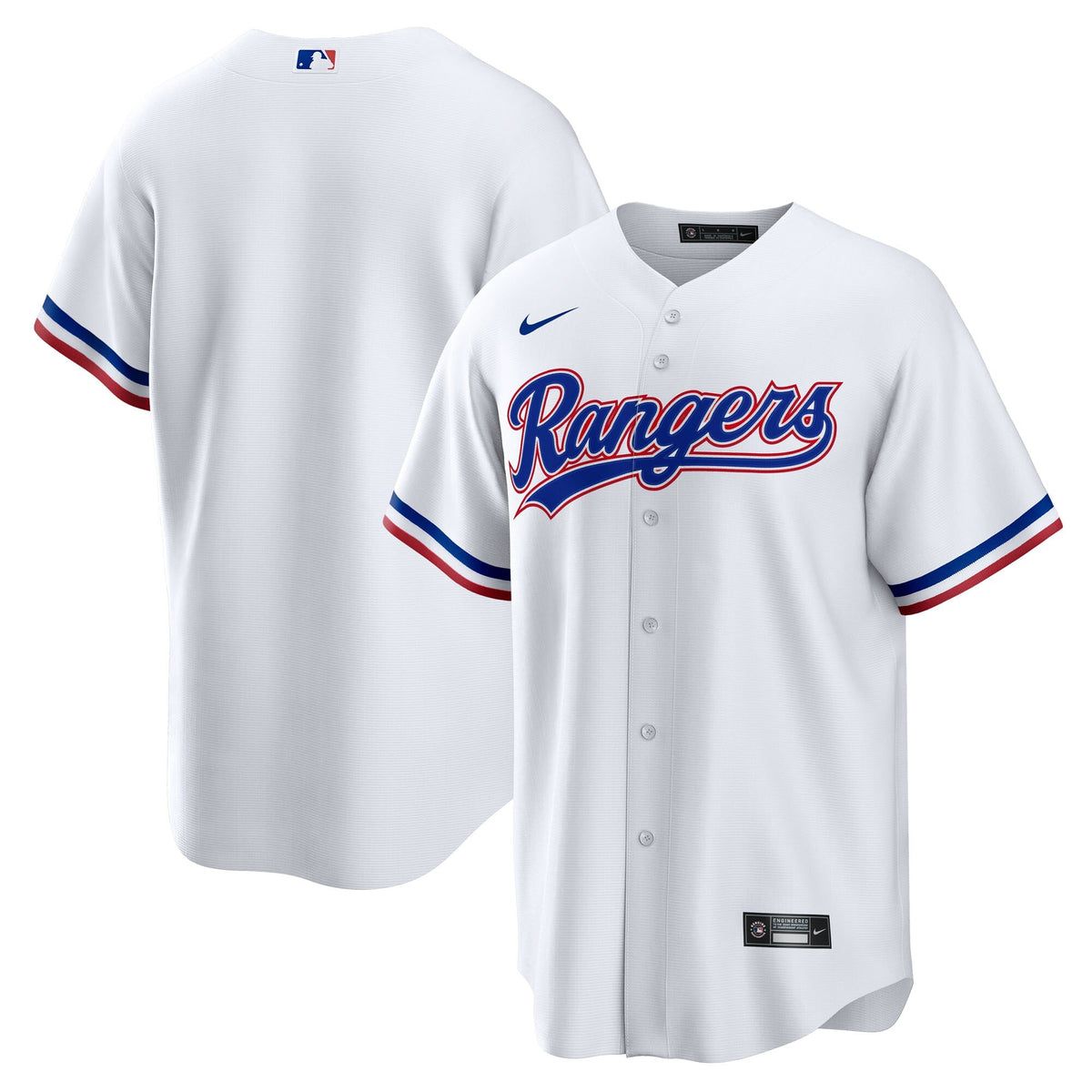 Texas Rangers White Home Big & Tall Replica Jersey product image 1, provided for visual reference and product detail review