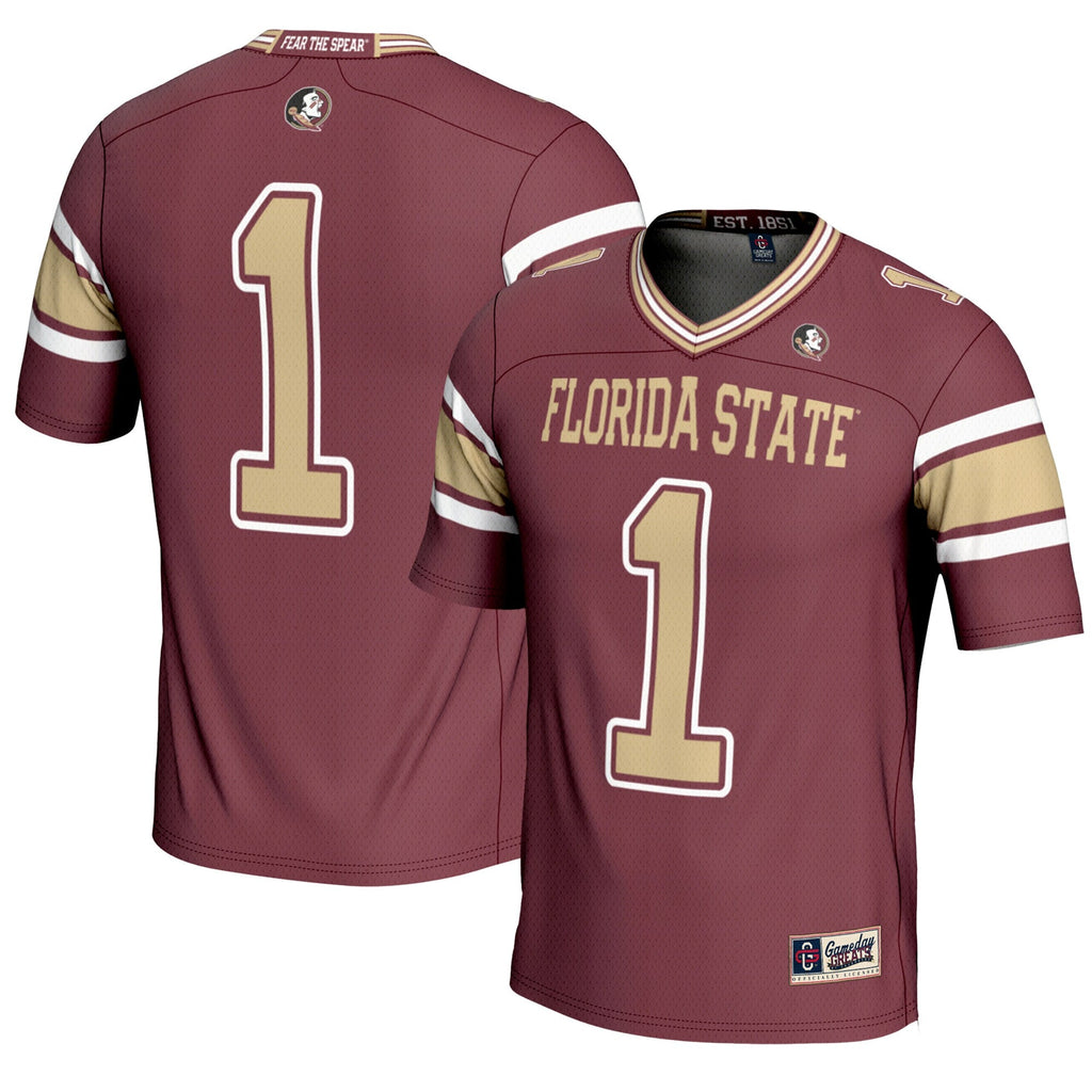 #1 Florida State Seminoles Endzone Football Jersey - Garnet product image 1, provided for visual reference and product