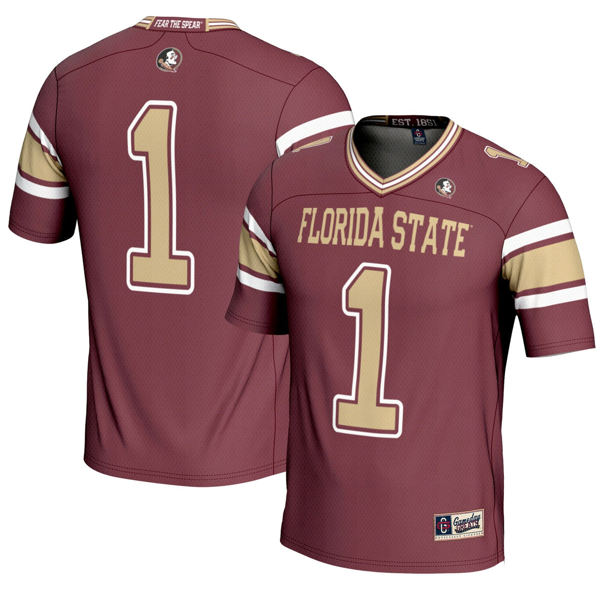 #1 Florida State Seminoles Endzone Football Jersey - Garnet product image 1, provided for visual reference and product