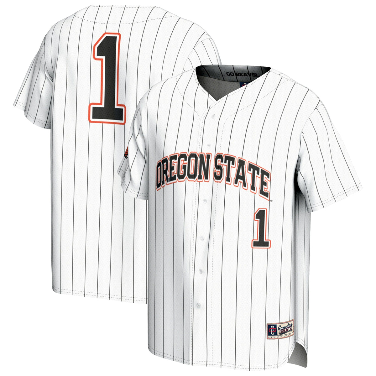 #1 Oregon State Beavers Lightweight Baseball Fashion Jersey - White product image 1, provided for visual reference and
