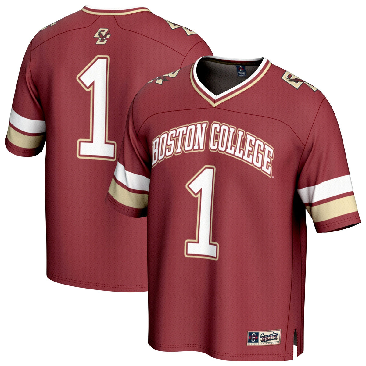#1 Boston College Eagles Lightweight Collegiate Football Fashion Jersey - Maroon product image 1, provided for visual