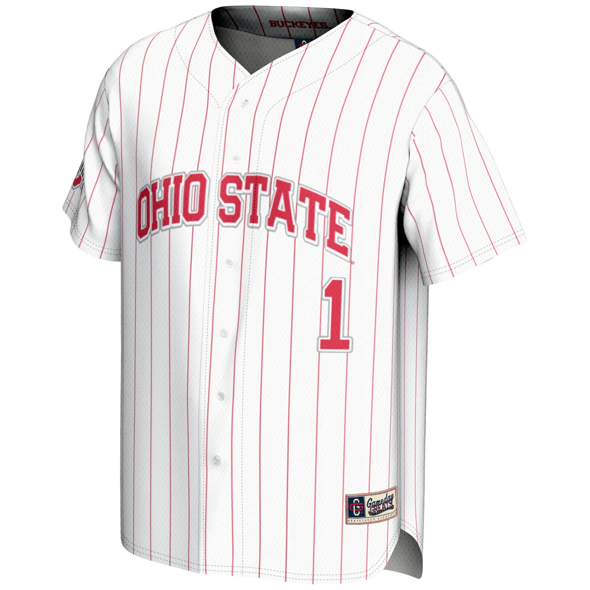 #1 Ohio State Buckeyes Lightweight Baseball Jersey - White product image 3, provided for visual reference and product detail
