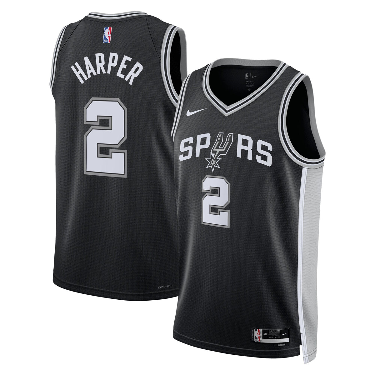 San Antonio Spurs Icon Edition Swingman Jersey NBA 2025 First Round Draft Pick - Black - Dylan Harper product image 2,
