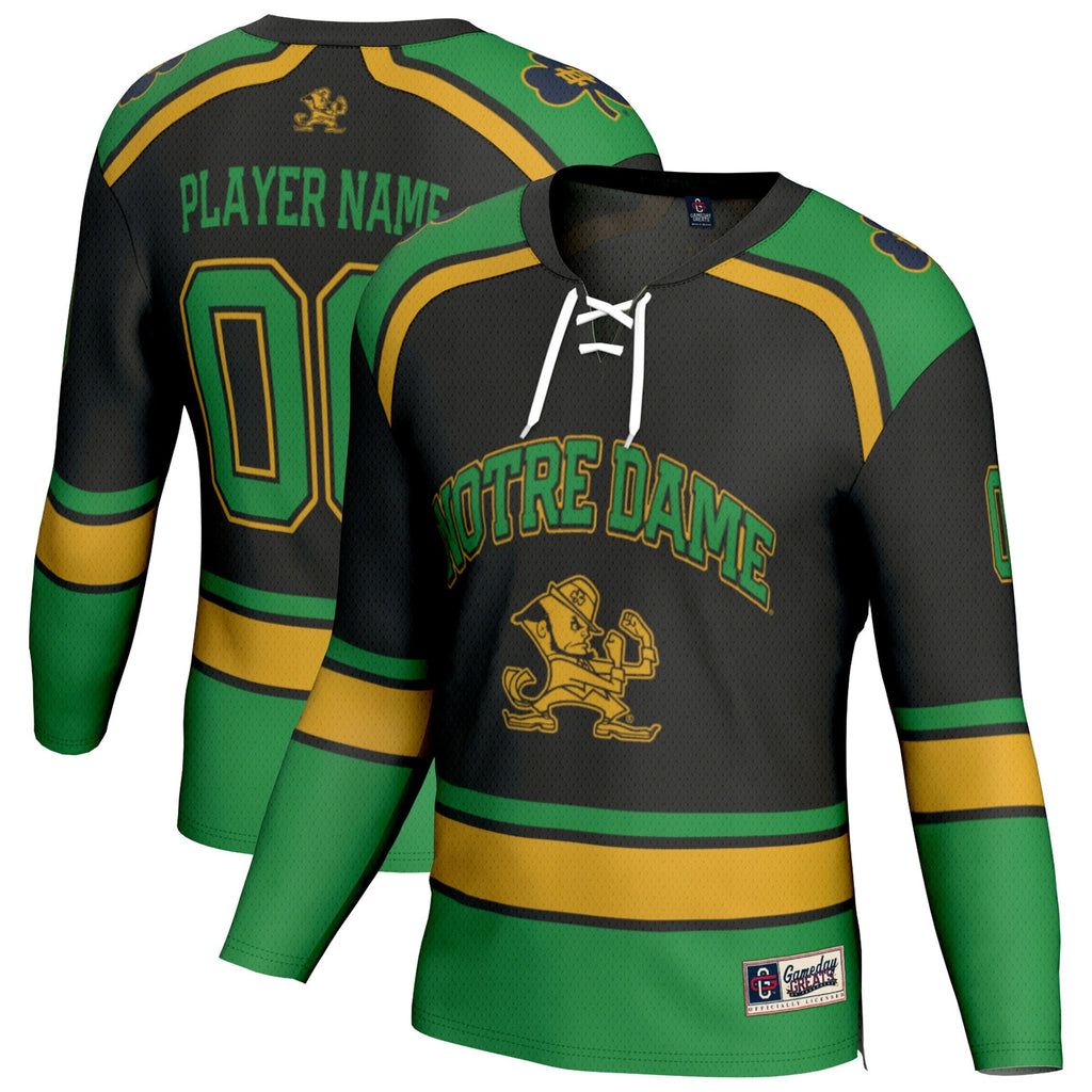 Notre Dame Fighting Irish Lightweight Hockey NIL Pick-a-Player Fashion Jersey - Black product image 2, provided for visual