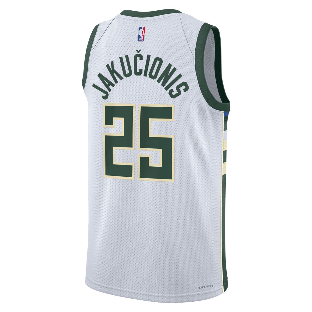 Milwaukee Bucks Association Edition Swingman Jersey - White - Kasparas Jakučionis product image 4, provided for visual