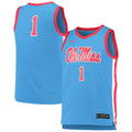 #1 Ole Miss Rebels Replica Basketball Jersey - Light Blue product image 1, provided for visual reference and product detail