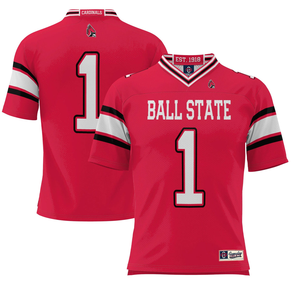 #1 Ball State Cardinals Endzone Football Jersey - Cardinal product image 2, provided for visual reference and product detail