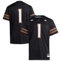#1 Miami Hurricanes Premier Jersey - Black product image 1, provided for visual reference and product detail review