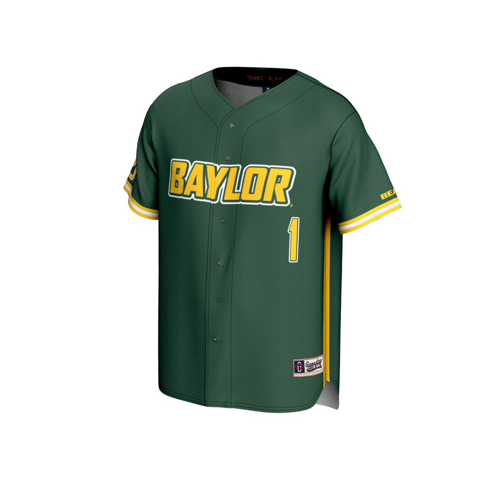 #1 Baylor Bears Lightweight Baseball Fashion Jersey - Green product image 3, provided for visual reference and product