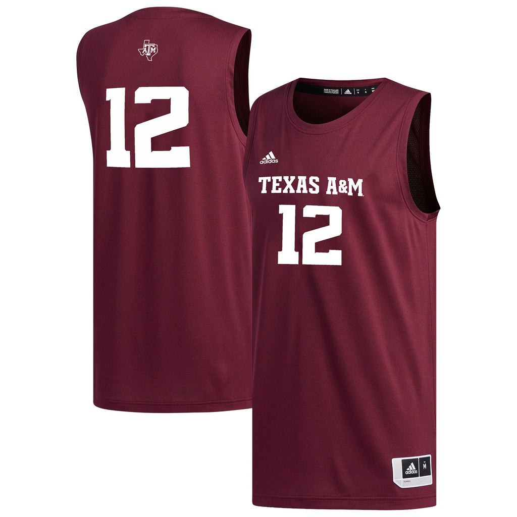 #12 Maroon Texas A&M Aggies Replica Basketball Jersey product image 1, provided for visual reference and product detail