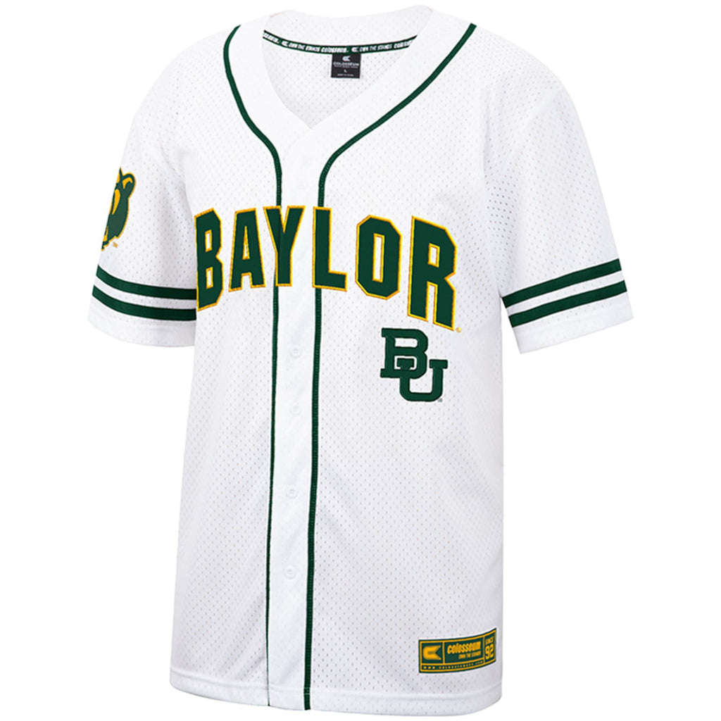 Baylor Bears Free Spirited Mesh Button-Up Baseball Jersey - White product image 3, provided for visual reference and product
