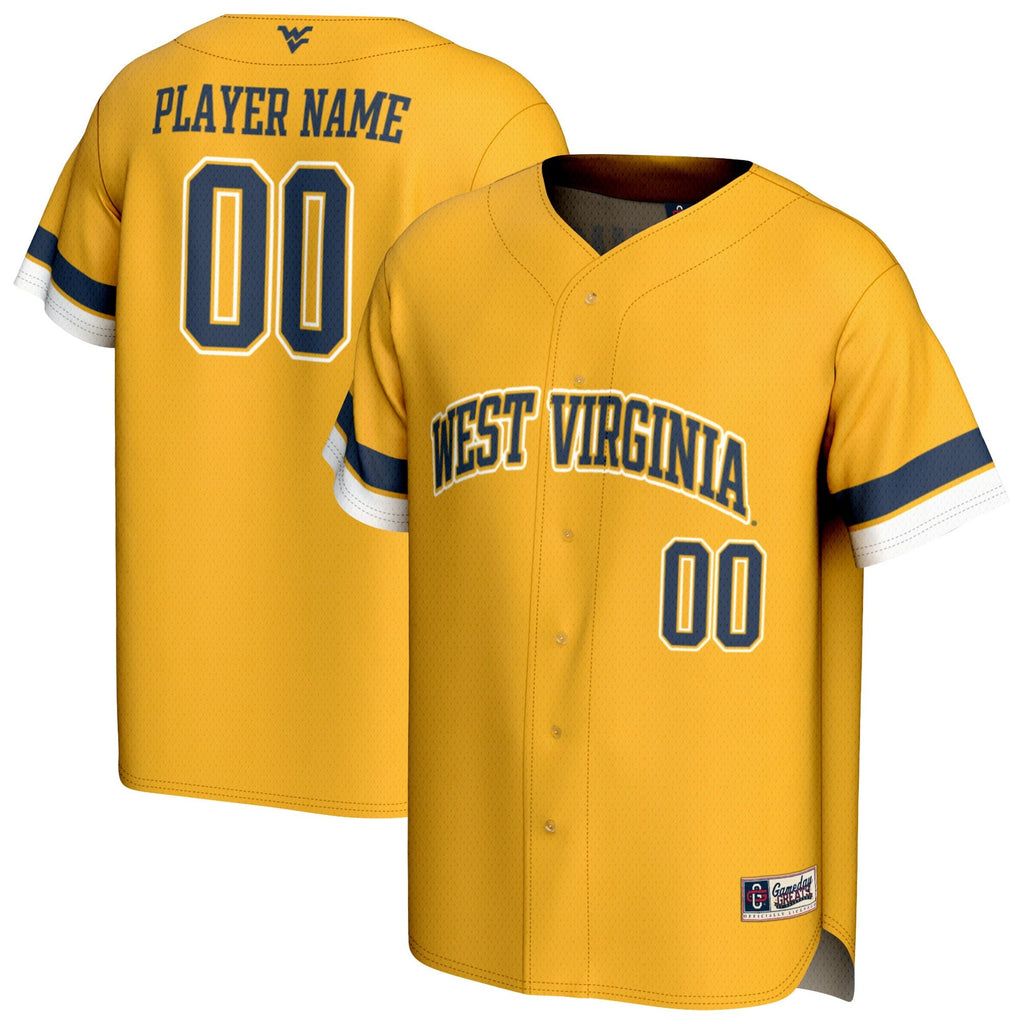 West Virginia Mountaineers NIL Pick-A-Player Lightweight Collegiate Baseball Fashion Jersey - Gold product image 1, provided