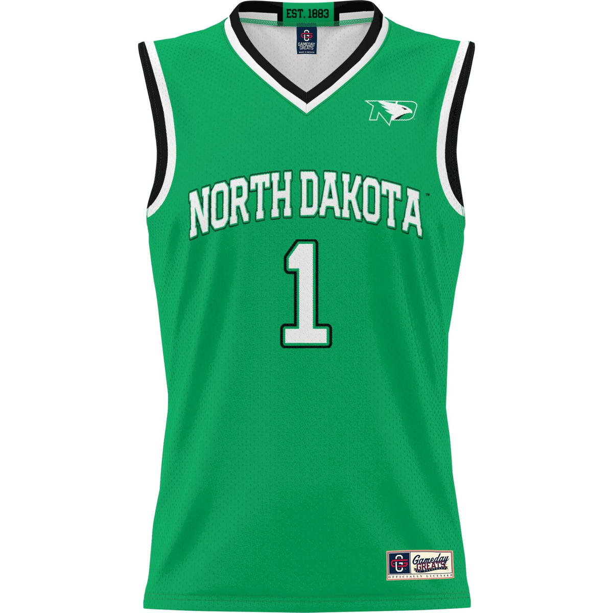#1 North Dakota Lightweight Basketball Jersey - Green product image 3, provided for visual reference and product detail