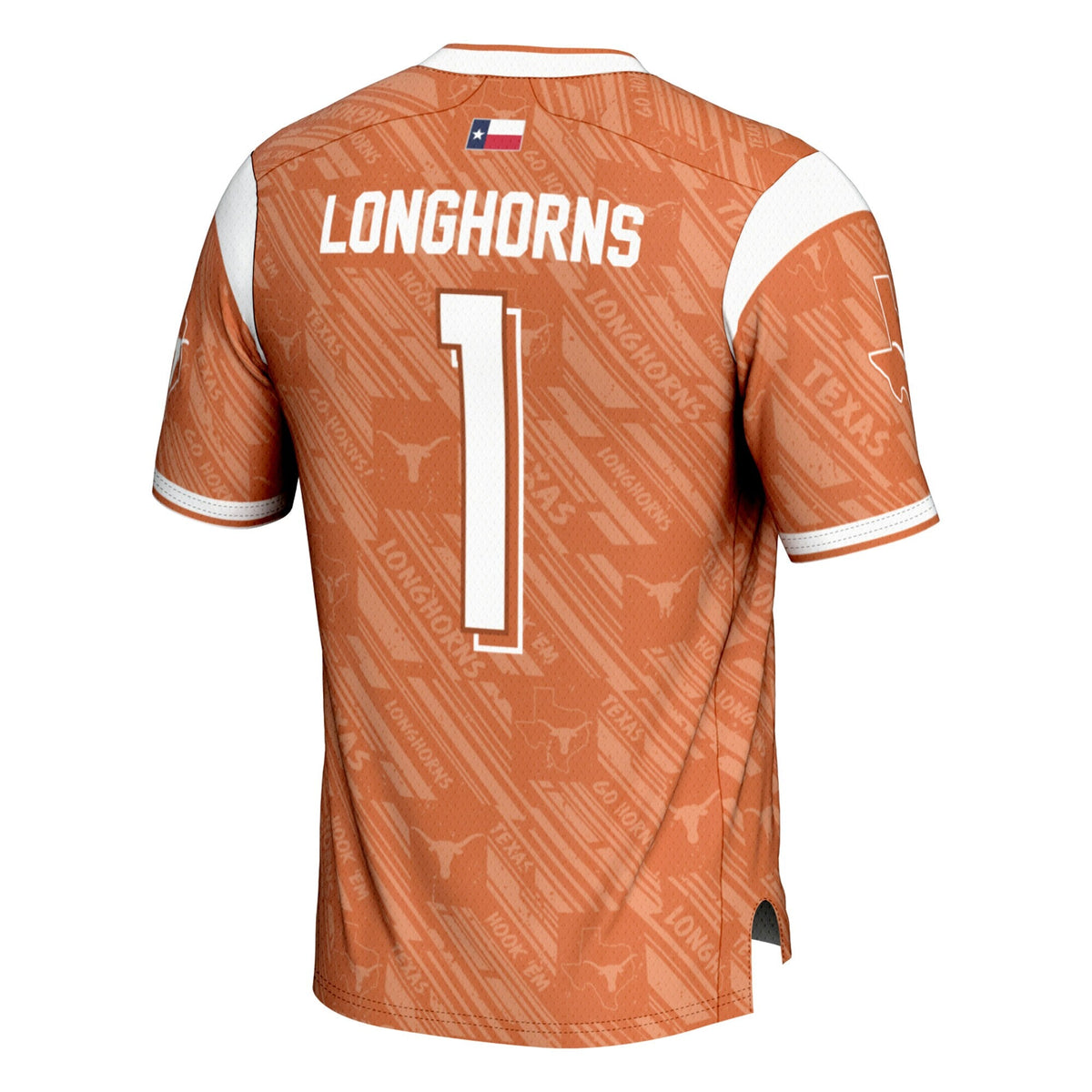 #1 Texas Longhorns Highlight Print Football Fashion Jersey - Texas Orange product image 4, provided for visual reference and