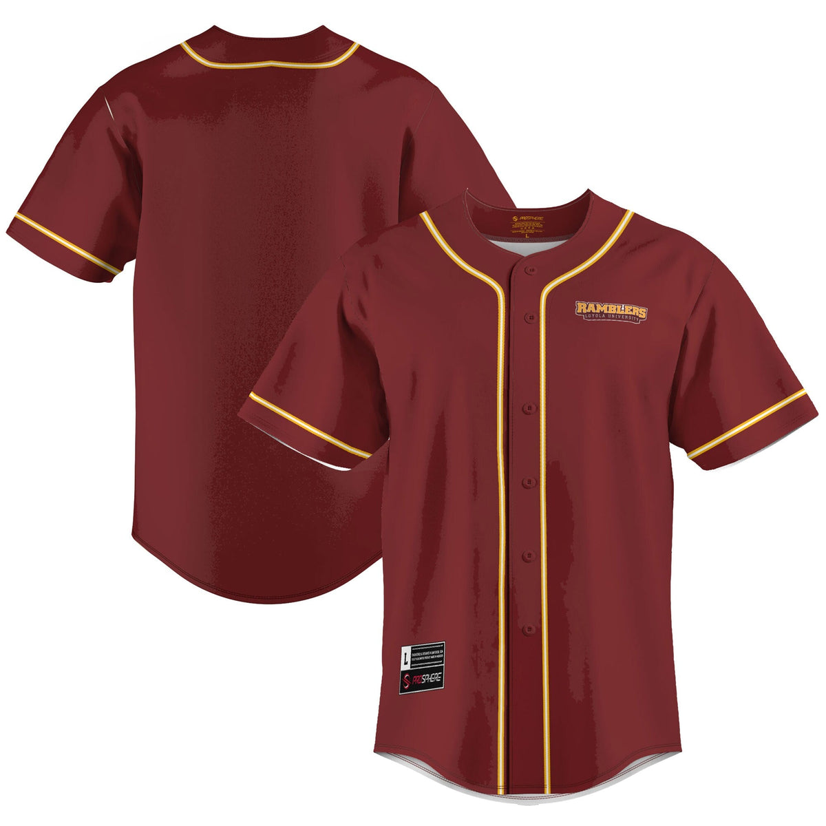 Loyola Chicago Ramblers Lightweight Baseball Jersey - Maroon product image 2, provided for visual reference and product