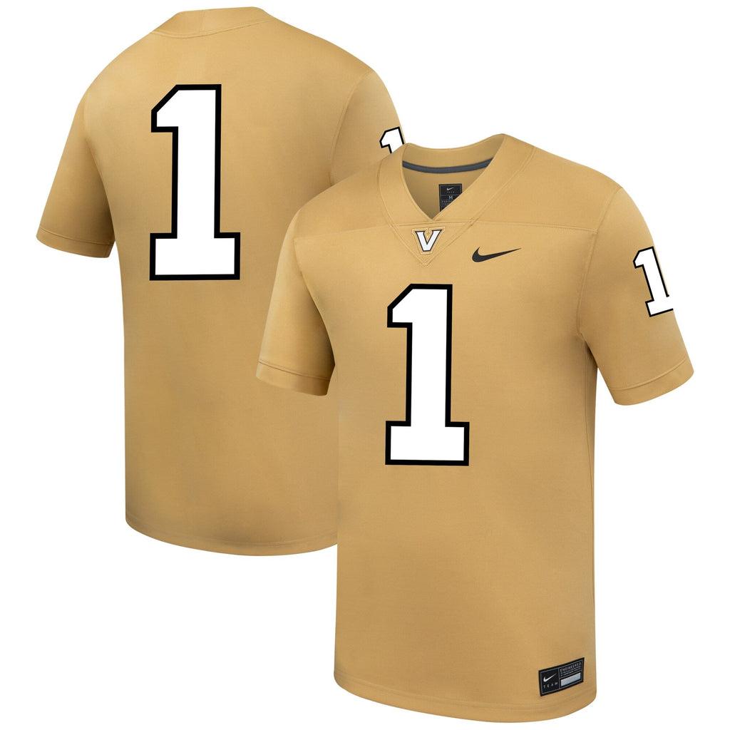 #1 Gold Vanderbilt Commodores Replica Football Jersey product image 1, provided for visual reference and product detail