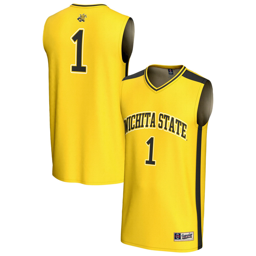 #1 Wichita State Shockers Lightweight Basketball Fashion Jersey - Yellow product image 2, provided for visual reference and