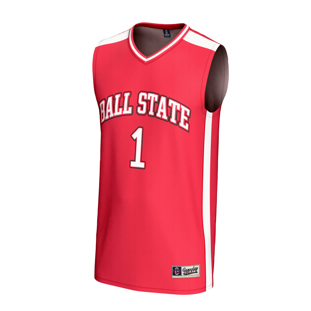 #1 Ball State Cardinals Adult Lightweight Collegiate Basketball Fashion Jersey - Cardinal product image 3, provided for