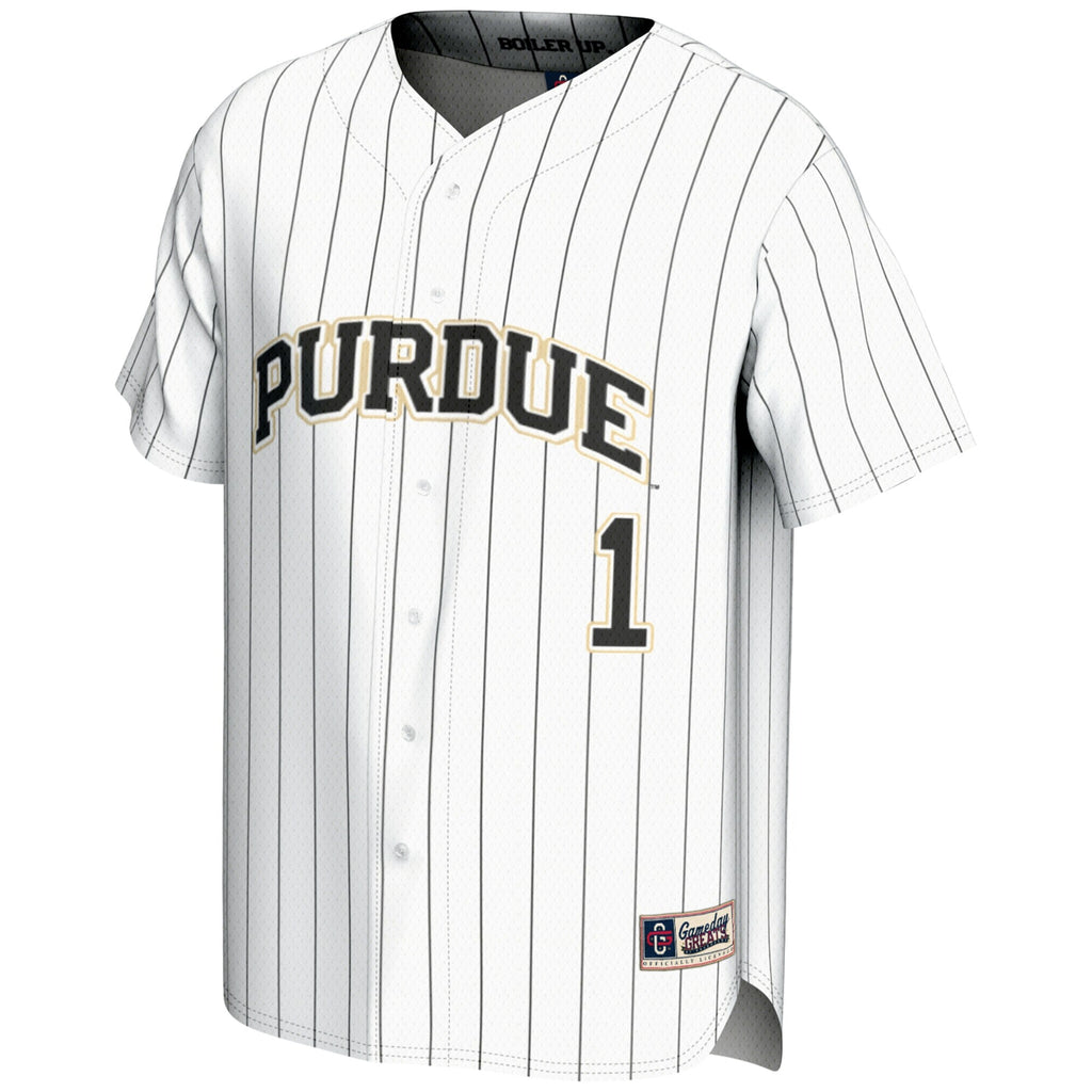 #1 Purdue Boilermakers Lightweight Baseball Jersey - White product image 3, provided for visual reference and product detail