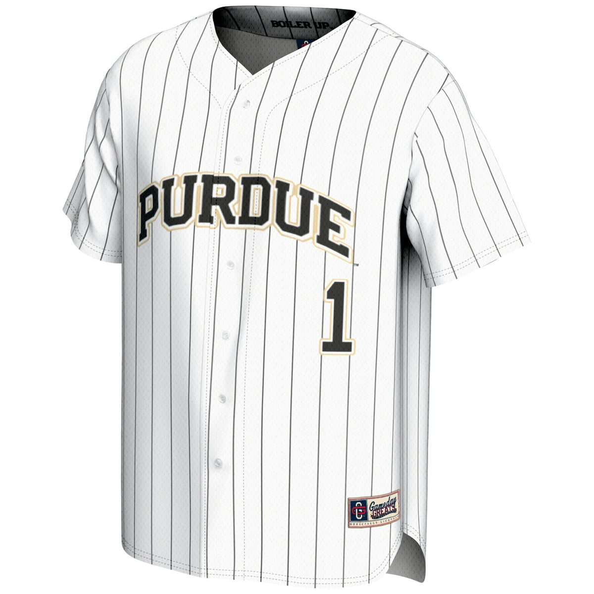 #1 Purdue Boilermakers Lightweight Baseball Jersey - White product image 3, provided for visual reference and product detail