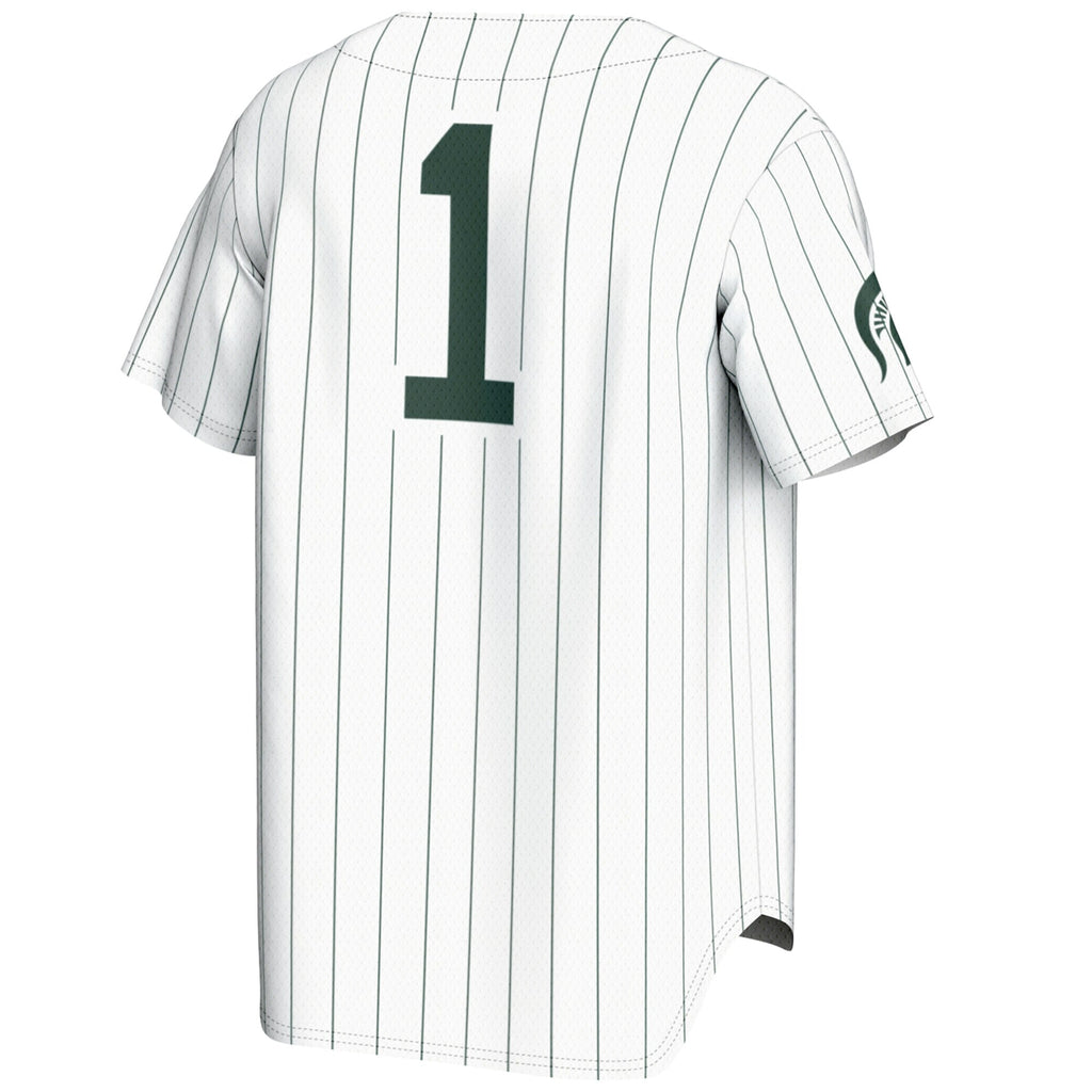 #1 Michigan State Spartans Lightweight Baseball Jersey - White product image 4, provided for visual reference and product