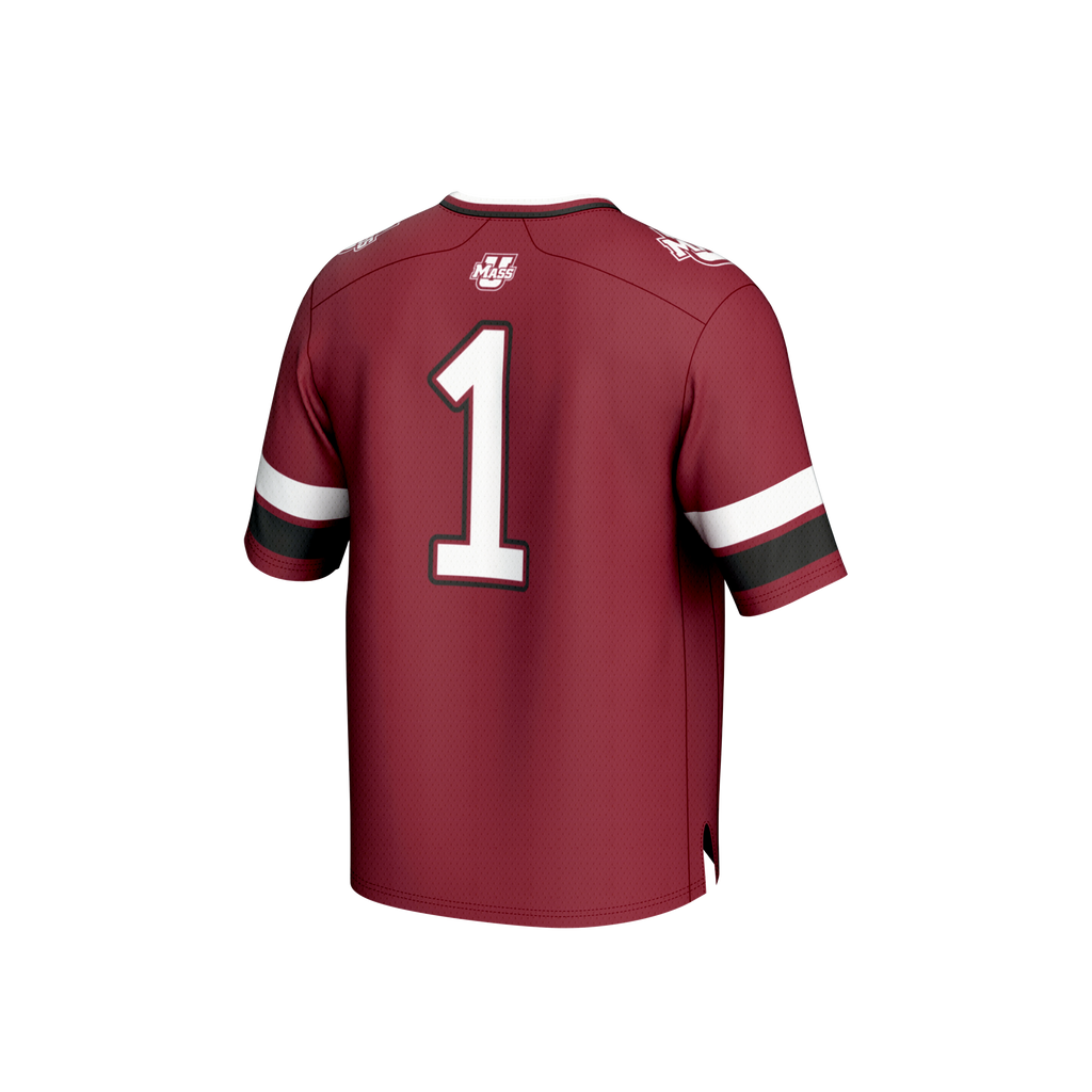 #1 UMass Minutemen Lightweight Collegiate Football Fashion Jersey - Maroon product image 4, provided for visual reference
