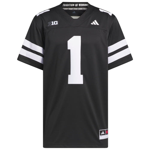#1 Black Nebraska Huskers Alternate Premier Jersey product image 1, provided for visual reference and product detail review
