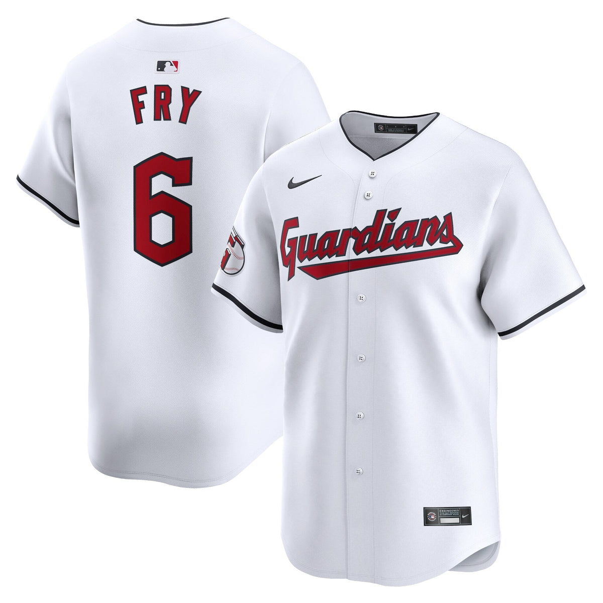 Cleveland Guardians David Fry White Home Limited Player Jersey product image 1, provided for visual reference and product
