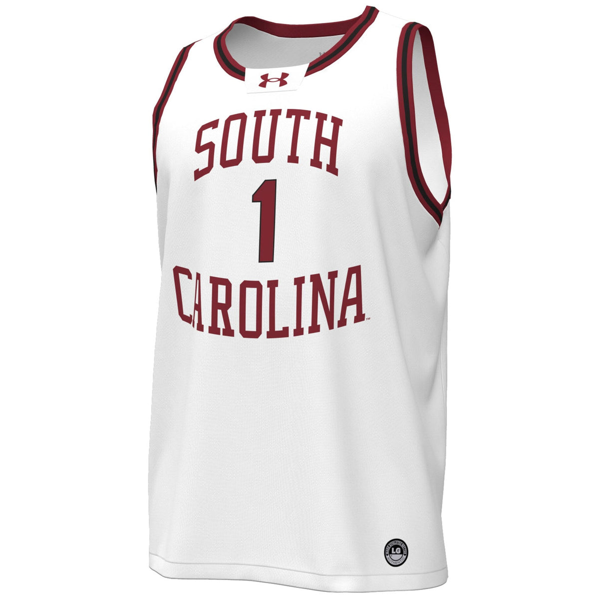 #1 South Carolina Gamecocks Throwback Replica Basketball Jersey - White product image 3, provided for visual reference and