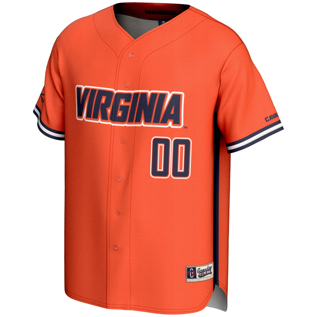 Virginia Cavaliers NIL Pick-A-Player Lightweight Baseball Jersey - Orange product image 3, provided for visual reference and