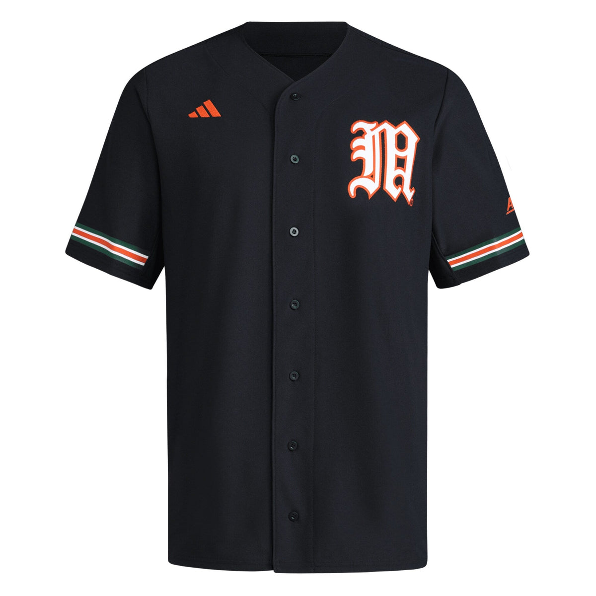Miami Hurricanes V-Neck Baseball Jersey - Black product image 3, provided for visual reference and product detail review