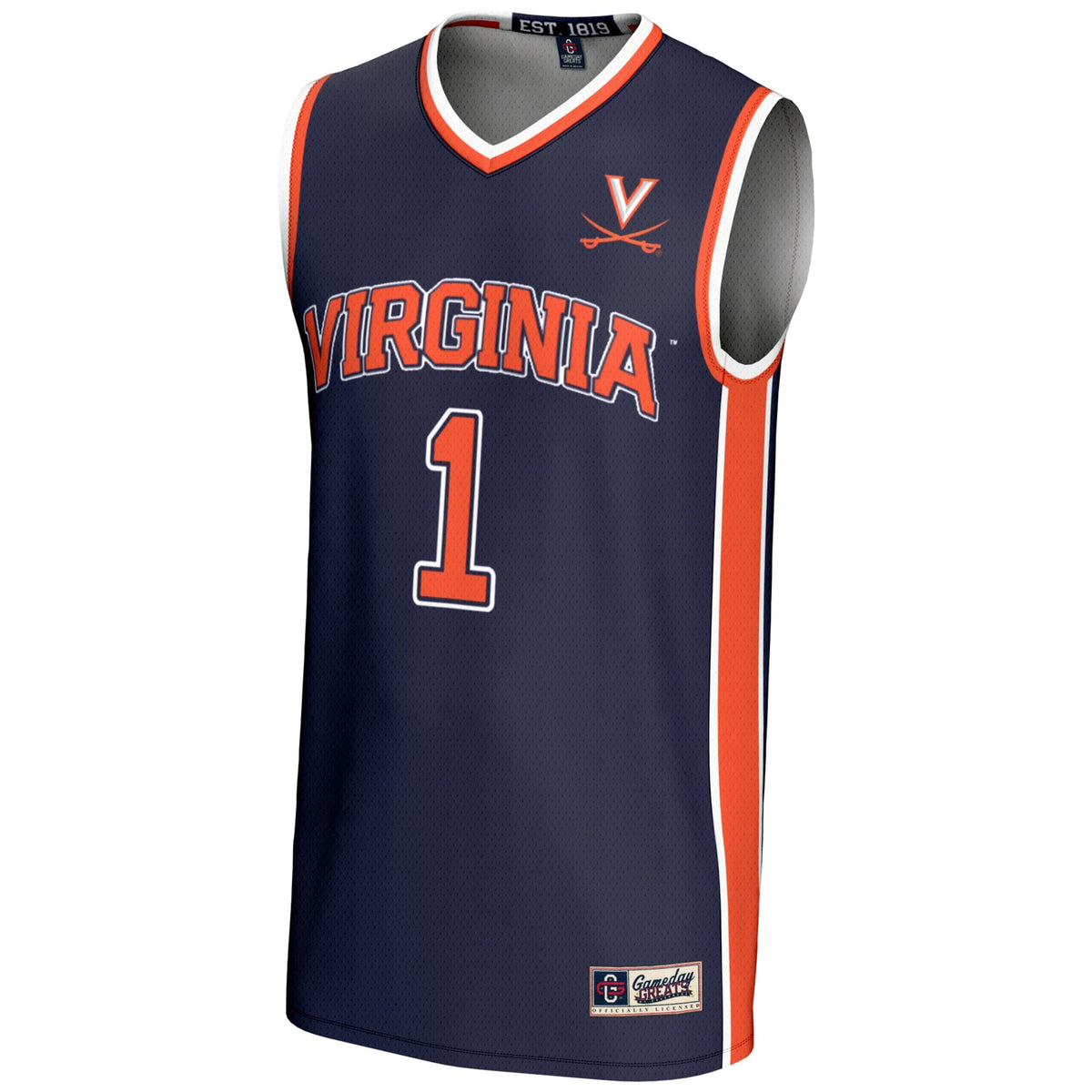 #1 Virginia Cavaliers Lightweight Basketball Jersey - Navy product image 3, provided for visual reference and product detail