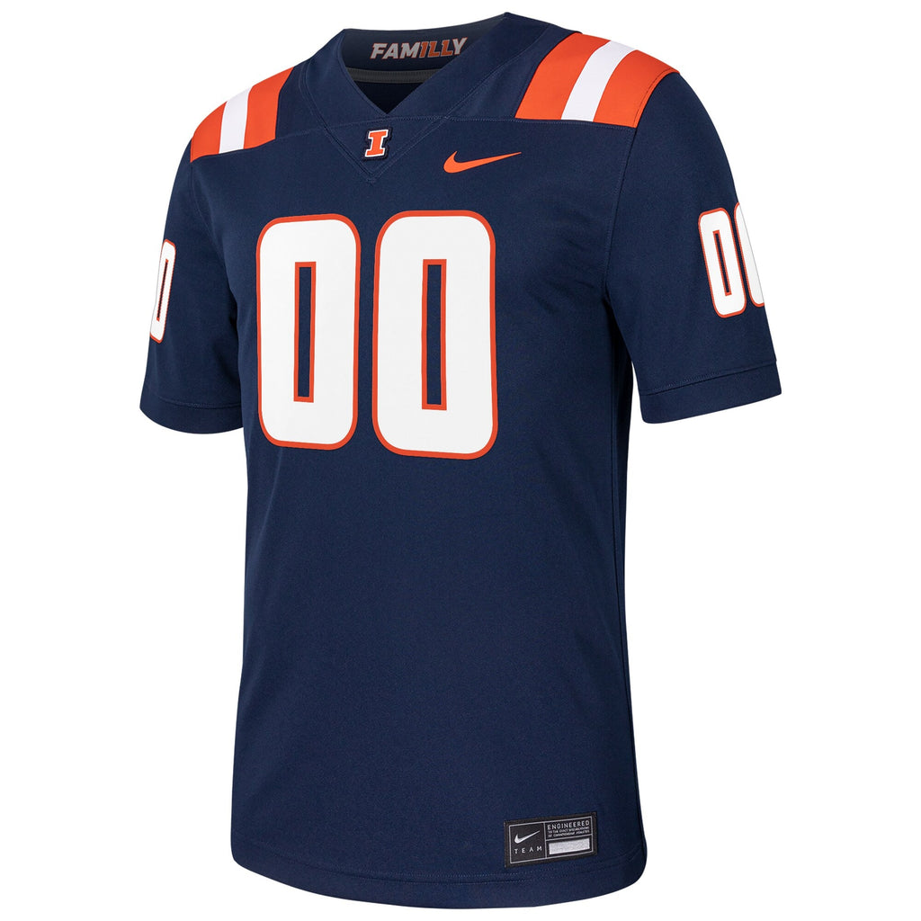 Illinois Fighting Illini Custom Football Game Jersey - Navy product image 3, provided for visual reference and product