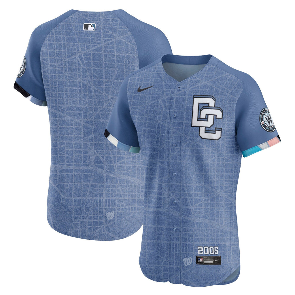 Washington Nationals Blue 2025 City Connect Elite Jersey product image 2, provided for visual reference and product detail