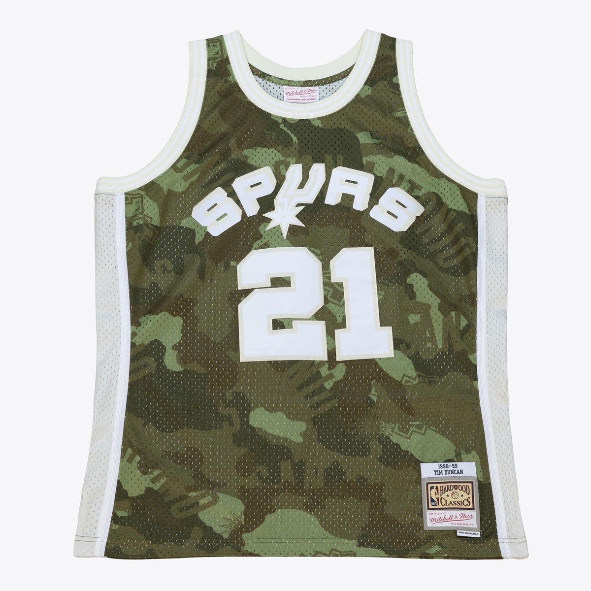 San Antonio Spurs Tim Duncan 1998 Ghost Camo Swingman Jersey - Green product image 3, provided for visual reference and