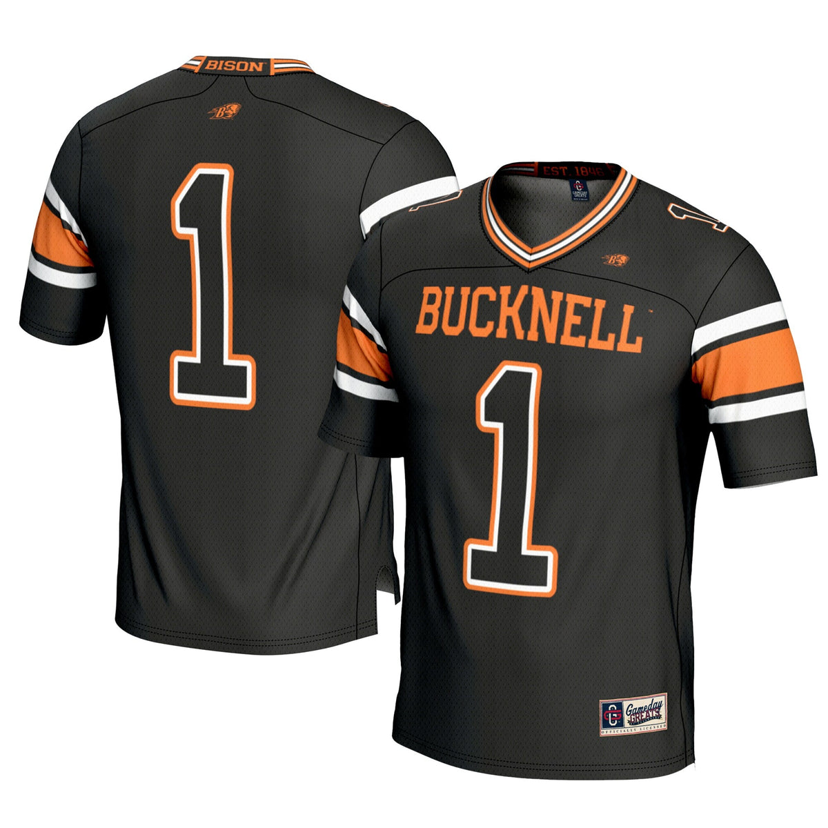 #1 Bucknell Bison Football Jersey - Black product image 2, provided for visual reference and product detail review