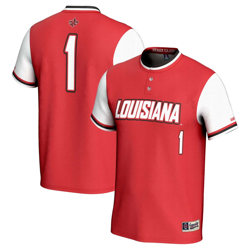 #1 Louisiana Ragin' Cajuns Lightweight Softball Jersey - Cardinal product image 1, provided for visual reference and product
