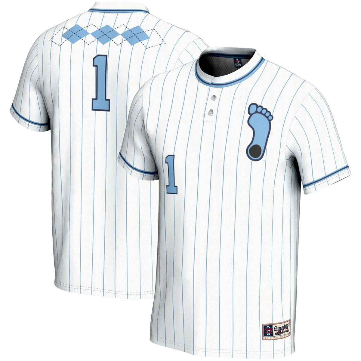 #1 North Carolina Tar Heels Lightweight Softball Jersey - White product image 2, provided for visual reference and product