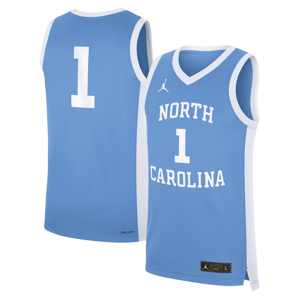 #1 North Carolina Tar Heels Alternate Replica Jersey - Carolina Blue product image 2, provided for visual reference and