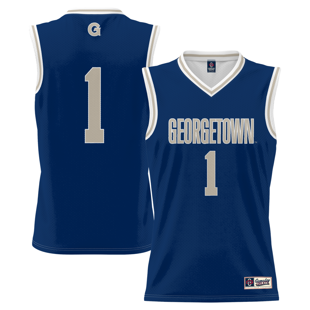 #1 Georgetown Hoyas Lightweight Basketball Jersey - Navy product image 2, provided for visual reference and product detail