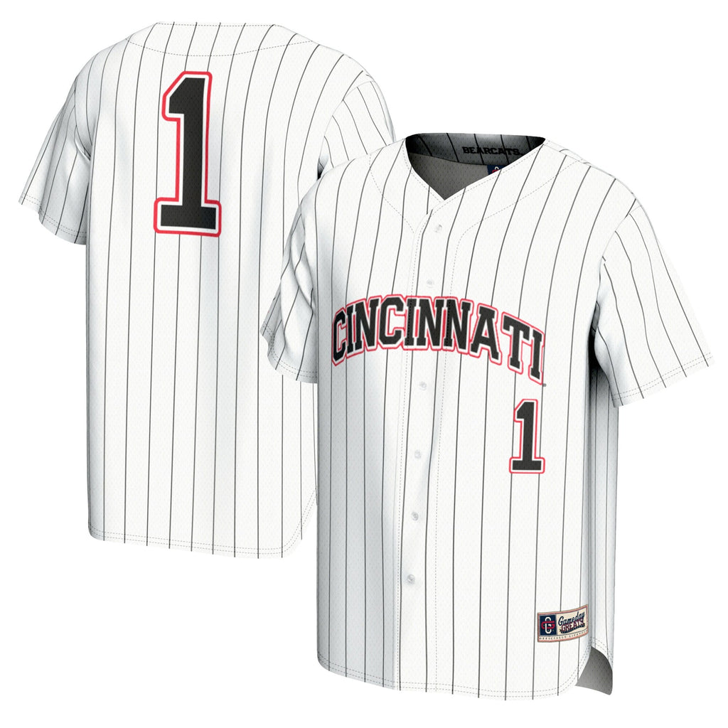 #1 Cincinnati Bearcats Lightweight Baseball Fashion Jersey - White product image 1, provided for visual reference and