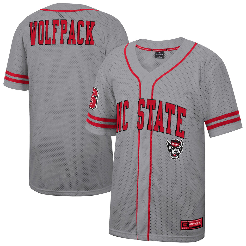 NC State Wolfpack Free Spirited Baseball Jersey - Gray product image 2, provided for visual reference and product detail