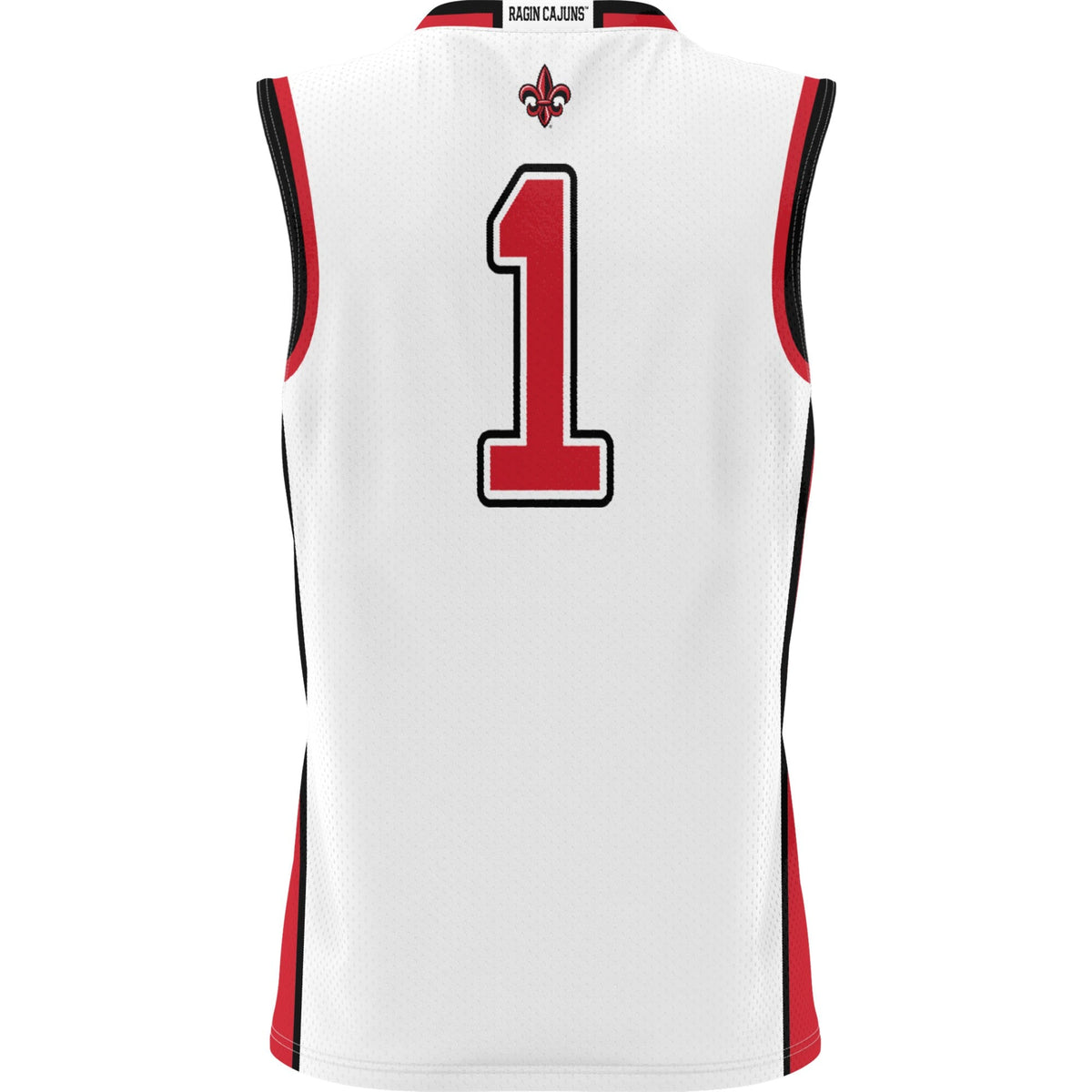 #1 Louisiana Ragin' Cajuns Lightweight Basketball Jersey - White product image 4, provided for visual reference and product