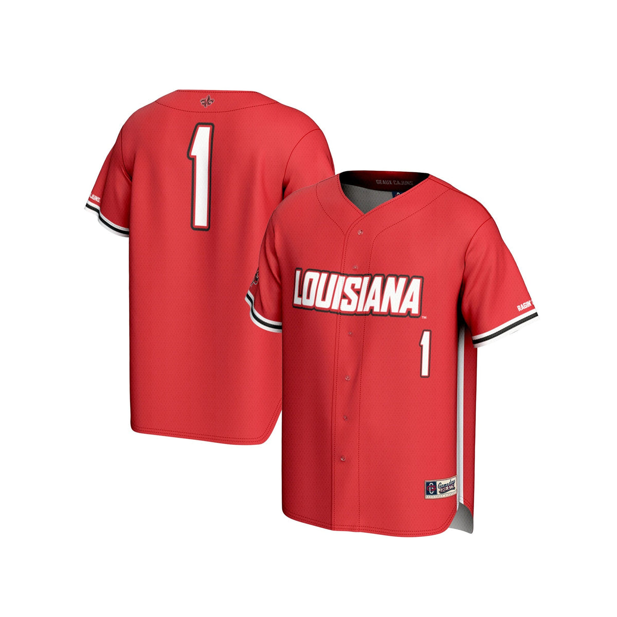 #1 Louisiana Ragin' Cajuns Lightweight Baseball Fashion Jersey - Cardinal product image 2, provided for visual reference and