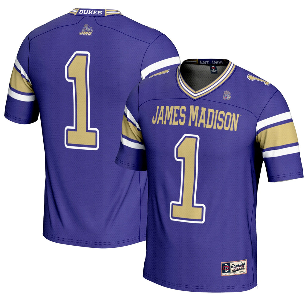 #1 James Madison Dukes Endzone Football Jersey - Purple product image 1, provided for visual reference and product detail