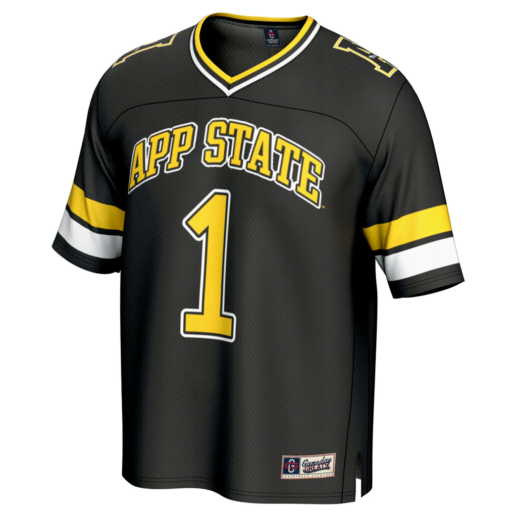 #1 Appalachian State Mountaineers Lightweight Collegiate Football Fashion Jersey - Black product image 3, provided for