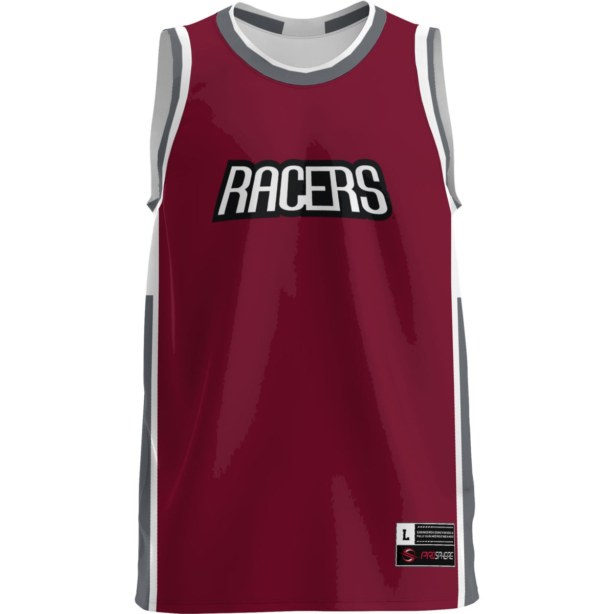 Northwestern Ohio Racers Lightweight Basketball Jersey - Burgundy product image 3, provided for visual reference and product