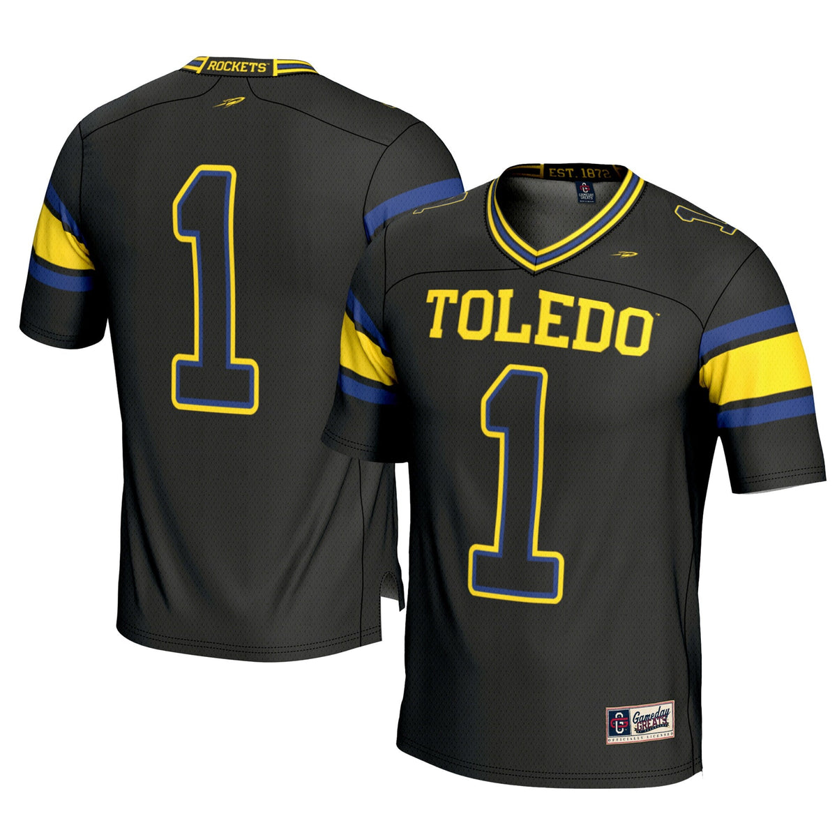 #1 Toledo Rockets Football Jersey - Black product image 1, provided for visual reference and product detail review
