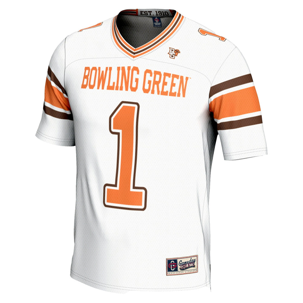 #1 Bowling Green St. Falcons Endzone Football Jersey - White product image 3, provided for visual reference and product