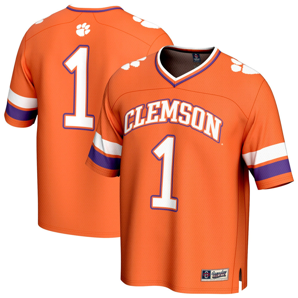 #1 Clemson Tigers Lightweight Collegiate Football Fashion Jersey - Orange product image 2, provided for visual reference and